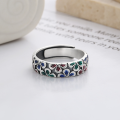 wholesale S925 sterling silver creative epoxy resin enamel small flower ring, minimalist ins cottagecore style niche band-0-1