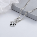 wholesale S925 Sterling Silver Korean-style Checkerboard Enamel Heart OT Buckle Trendy Fashion Necklace for Women-0-0
