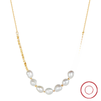 wholesale S925 Sterling Silver, 14K Gold Cloud-Pull Jewelry Direct-from-Factory Necklace with Cultured Freshwater Fragmented Pearl-14K gold + natural freshwater pearl, approximately 6.11g 925 silver
