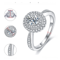 wholesale K Gold Plated 925 Silver 1-Carat Oval Fancy Cut Moissanite Ring for Women with Luxurious Pavé Setting-0-5