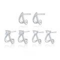 wholesale Wholesale 925 Sterling Silver Geometric Triangle Stud Earrings with Zirconia, Trendy and Luxurious for Women-0-0