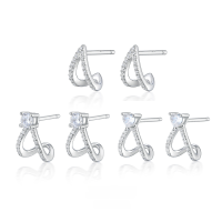 wholesale Wholesale 925 Sterling Silver Geometric Triangle Stud Earrings with Zirconia, Trendy and Luxurious for Women-Style A>925 silver