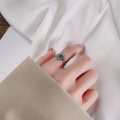 wholesale S925 Sterling Silver Retro 3D Overlapping Black Obsidian Pattern Punk Style Ring-0-2