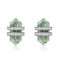 wholesale 925 Sterling Silver Cross-Border New Trendy Fashion Moss Ear Studs Women's Jewelry Ins Style Hot Sale on Amazon-Green Moss 925 Silver