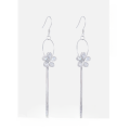 wholesale S925 Sterling Silver Floral Tassel Earrings for Women, Korean Style Fashion, Diamond-Inlaid, Elegant and Light Luxury Ear Hooks, Cross-Border Supply-0-1