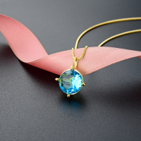 wholesale S925 Silver Cross-Border Fashion Jewelry Round Pendant Choker Necklace, Korean Style Crystal Necklace for Women, Personalized Charms-Single Pendant - Without Chain 925 Silver