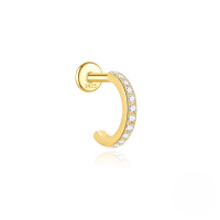 wholesale S925 Silver Micro-set Zircon Flat Spiral Cartilage Earring, Minimalist-Single gold-8MM#1