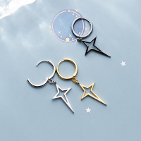 wholesale S925 silver cross earrings for women, minimalist ins style, radiant star geometric hollow ear clasp G3153-S925 silver pair gold model 925 silver