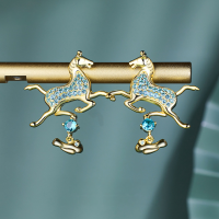 wholesale S925 metal original bfirst earrings with high-end sense, luxury unique Galloping Horse Treading on a Flying Swallow earrings wholesale-Same necklace