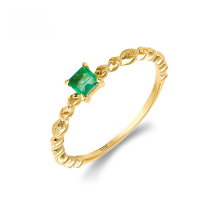 wholesale Wholesale jewelry manufacturers 10K gold minimalist geometric fashion commuter emerald ring-Emerald Ring>Size 6