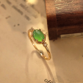 wholesale S925 silver gold-plated jewelry, exquisite natural green chalcedony women's ring inlaid with agate, niche ring-0-0