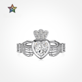 wholesale S925 Sterling Silver Cross-Border Hit Women's Ring with Holding Heart Crown Design, Small Niche Light Luxury Ins Style Closed Ring-0-0