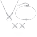 wholesale 925 Sterling Silver New Butterfly Necklace Pendant Four-Petal Flower Bracelet Earrings Set, Ins Minimalist High-End Women's Jewelry-0-0