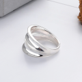 wholesale S925 Silver Cloud Tide Pavilion Fashion Minimalist Cross-Border Geometric Double-Layer Concave Personality Trend Openable Ring-0-2