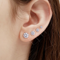 wholesale 925 Sterling Silver Moissanite Stud Earrings Simple Four-Prong Single Stone Earrings for Women Versatile Elegant Moissanite Earrings Hypoallergenic Ear Jewelry-0-3