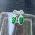 wholesale S925 silver natural Guatemalan jade leaf earrings, trendy Chinese style design, popular on Xiaohongshu-0-1