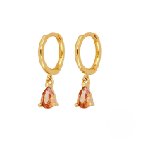wholesale S925 Sterling Silver Geometric Waterdrop Crystal Ear Climber Earrings, Minimalist Style-Gold-Champagne Gold