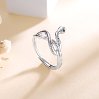 wholesale S925 Sterling Silver Personalized Snake Ring for Women, Minimalist Style, Exquisite Little Snake Adjustable Ring, Fashionable Niche Design-Personalized snake ring/approximately 2.25g JZ016506 sterling silver