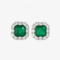 wholesale Metal material first, the new 2-carat synthetic emerald vintage square 7*7 earrings with full diamondluxury earrings-0-0