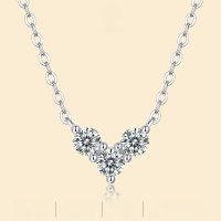 wholesale S925 Silver Cross-Border Simple and Fashionable Light Luxury Necklace, High-End Feel, Exquisite Craftsmanship, Popular Moissanite Necklace in Europe and America-Moissanite 3.0/10 points
