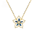 wholesale 18K Gold Artli Jewelry Artistic Retro Hollow Flower High Sapphire Full-Cut Diamond Necklace Jewelry Manufacturer Wholesale-0-0