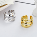 wholesale S925 sterling silver Korean-style luxury multi-layer line open ring exaggerated hip-hop punk ring for women-0-0