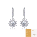 wholesale 925 Sterling Metal Sunflower Popular Hook Earrings Moissanite Ear Jewelry, Elegant and Luxurious High-End Sense Earrings-0-6