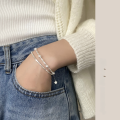 wholesale S925 Sterling Silver A Few Liang Broken Silver Swarovski Pearl Bracelet INS Minimalist Daily Commute Style Jewelry S6274-0-2