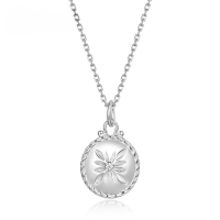 wholesale S925 Sterling Silver Gold-Plated Midi Disc Pendant Choker Necklace, Korean Light Luxury Style, Retro and Versatile-Bright silver + swimming paint (pendant does not include chain)  925 silver