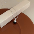 wholesale S925 sterling silver black agate round bead snake bone necklace for women, Japanese and Korean new luxury high-end collarbone chain-0-3