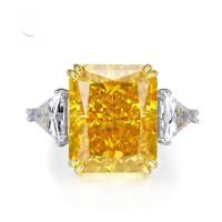 wholesale Pure silver 30-carat high-carbon diamond ring with ice flower cut, 13*16, women's engagement large diamond ring, popular in Europe and America-R390 Yellow Diamond>No. 8