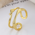 wholesale S925 Sterling Silver Korean-style Minimalist Ins Trend Knot Design Versatile Double-layer Open Ring-0-1