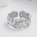 wholesale 925 Sterling Silver Irregular Filigree Fashionable Modern Korean Style Open Adjustable Ring for Women, Trendy and Versatile Index Finger Ring-0-2
