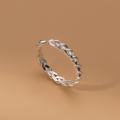 wholesale S925 Sterling Silver Minimalist Ins Style Braided Ring for Women Adjustable Index Finger Ring R01265-0-2