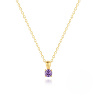 wholesale S925 Sterling Silver Geometric Birthstone Pendant Necklace With Zircons, Ins Style Daily Wear, In Stock Gift-Gold-medium purple-blue 925 silver