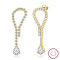 wholesale S925 sterling silver gold-plated ultra-sparkling zirconia drop earrings, manufacturer wholesale-0-1