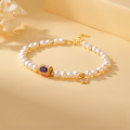 wholesale 925 Sterling Silver Ins Style Small and Unique Violet Natural Freshwater Pearl Bracelet for Women, Luxurious and High-End-0-1