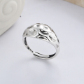 wholesale 925 Sterling Silver European and American Style Ins Minimalist Geometric Concave-Convex Surface Trendy Punk Open-Ended Ring-0-1