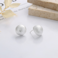 wholesale S925 Sterling Silver Korean Style Minimalist Brushed Texture Small Semi-Circle Ear Studs Fashion Commuting Internet-Famous Versatile Earrings-0-0