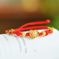 wholesale [925 Silver Gold Plated] New Chinese Style Heirloom Certificate Auspicious Lock Inlaid with Hetian Jade Red Hand-Braided Rope Bracelet for Women-0-5