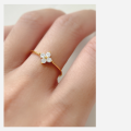 wholesale S925 Sterling Silver Small Fresh Sweet Style Design Personality Inlaid Diamond Four-Leaf Flower Fine Ring R02153-0-1