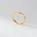wholesale S925 Sterling Silver Fresh and Sweet Style Minimalist Design Curved Wave Diamond-Inlaid Ring R02703-0-4