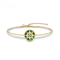 wholesale S925 Sterling Silver New Korean Style Lucky Compass Malachite Bracelet for Women, Eight-Pointed Star Bracelet, Luxury Fashion Bracelet Wholesale-Malachite 925 silver