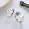 wholesale S925 Sterling Silver Fashion Trendy Street Style Resin Black Surface Creative Niche Design Open Adjustable Ring Unisex-0-0