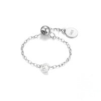 wholesale 925 Sterling Silver Adjustable Open Heart Butterfly Zircon Ring,ins。-White gold #3 Opening adjustable