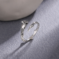 wholesale Rose thorn ring in sterling silver, minimalist and niche design with a aesthetic, new trendy ins-style index finger ring-0-0
