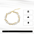 wholesale S925 Sterling Silver Cloud-Pattern Bracelet with Round Mother-of-Pearl Beads and Double-Layer Chain for Wholesale-0-1