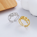 wholesale S925 Sterling Silver Korean-style Light Luxury Double-layer Braided Open Ring, Minimalist Design and Versatile Band-0-0