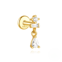 wholesale S925 Sterling Silver Geometric Evil Eye Tassel Flat Head Helix Ear Cuff-Single gold #6