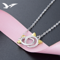 wholesale S925 Sterling Silver Korean-style Fashion Elegant Minimalist Cute Hollow Kitty Cat Necklace Women's Plain Silver Collarbone Chain-0-2